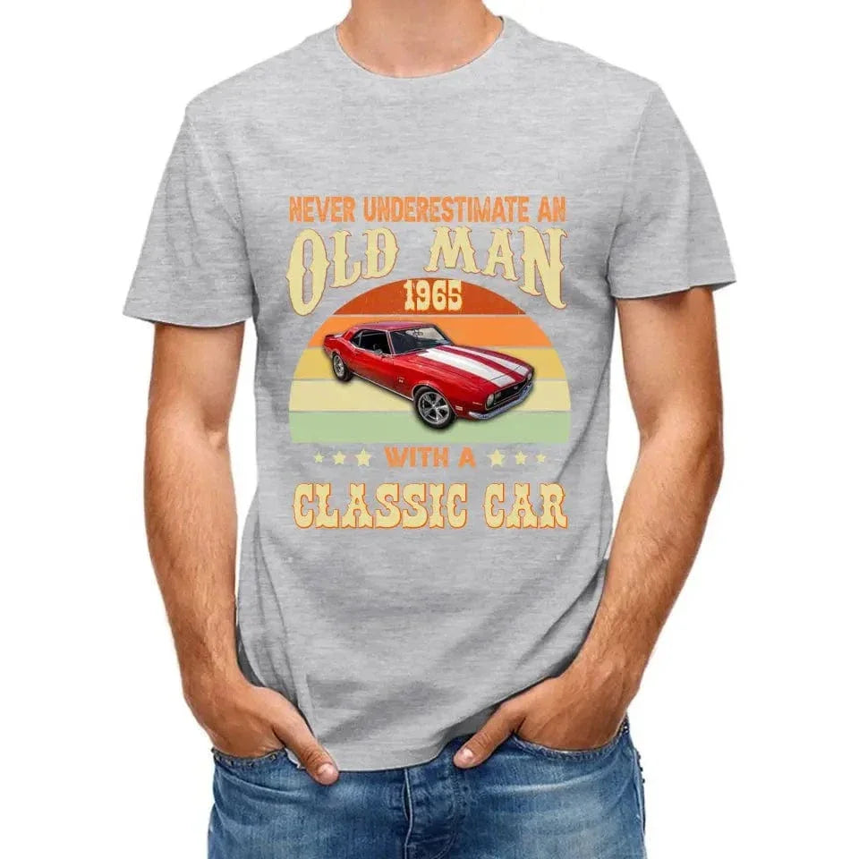 Custom Photo Never Underestimate An Old Man With A Classic Car Shirt - Joliny