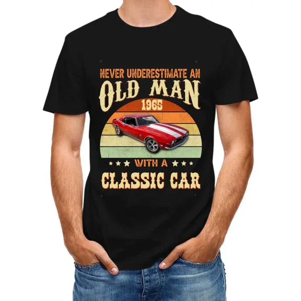 Custom Photo Never Underestimate An Old Man With A Classic Car Shirt - Joliny