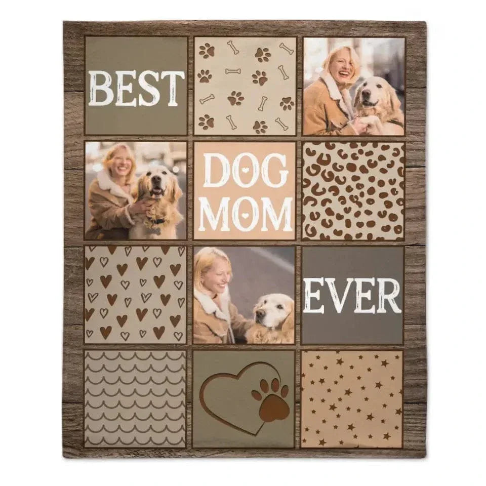 Custom Photo Personalized Blanket For Pet Lovers - Best Dog Mom Dad Ever copy - Joliny