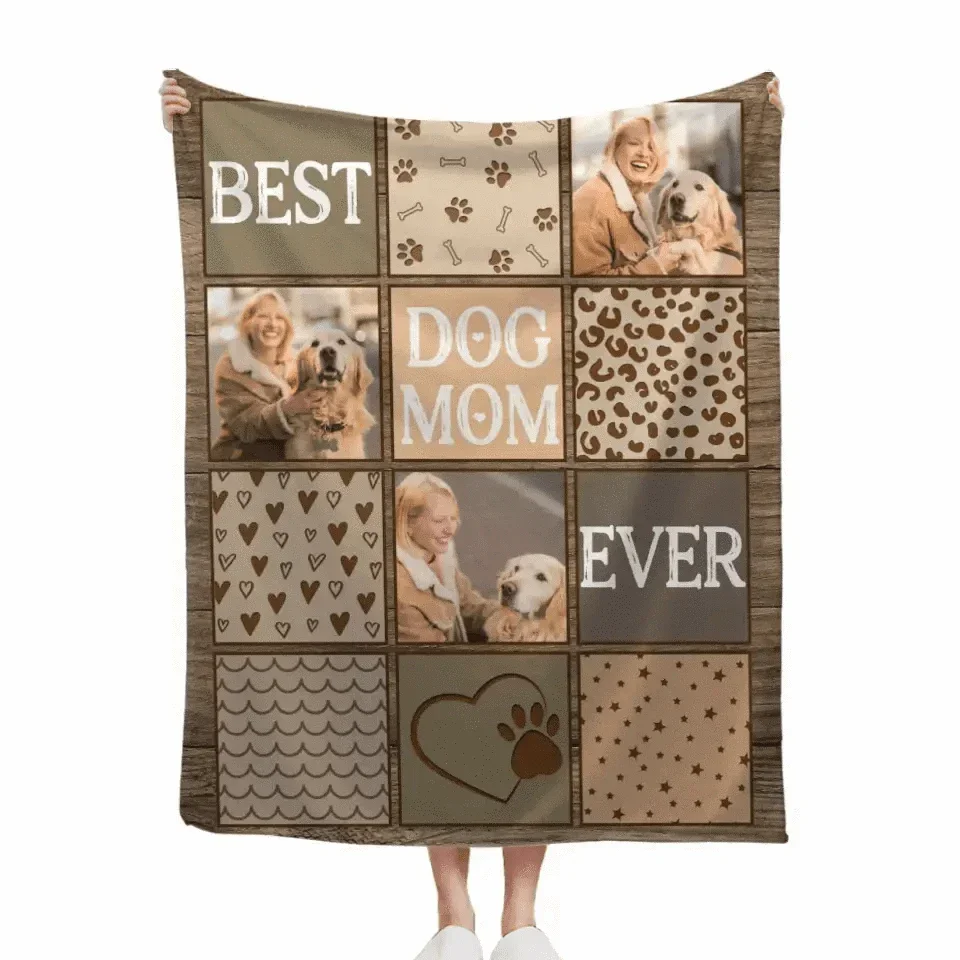 Custom Photo Personalized Blanket For Pet Lovers - Best Dog Mom Dad Ever copy - Joliny