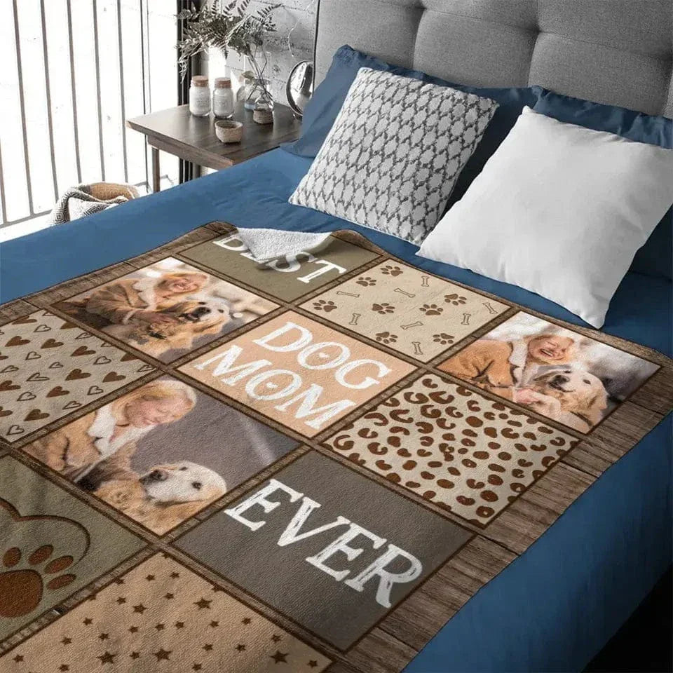 Custom Photo Personalized Blanket For Pet Lovers - Best Dog Mom Dad Ever copy - Joliny