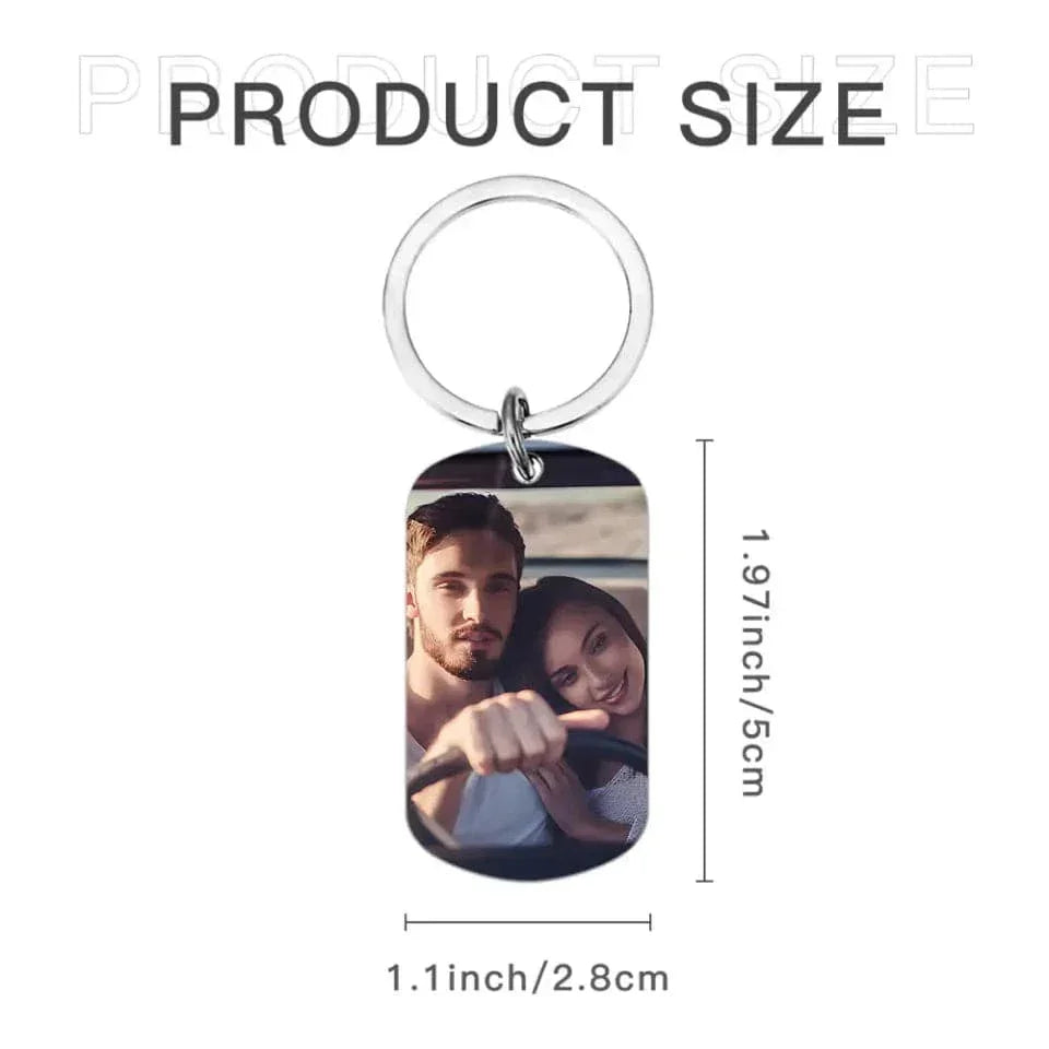 Custom Photo Personalized Stainless Keychain - Drive Safe I Need You Here - Joliny
