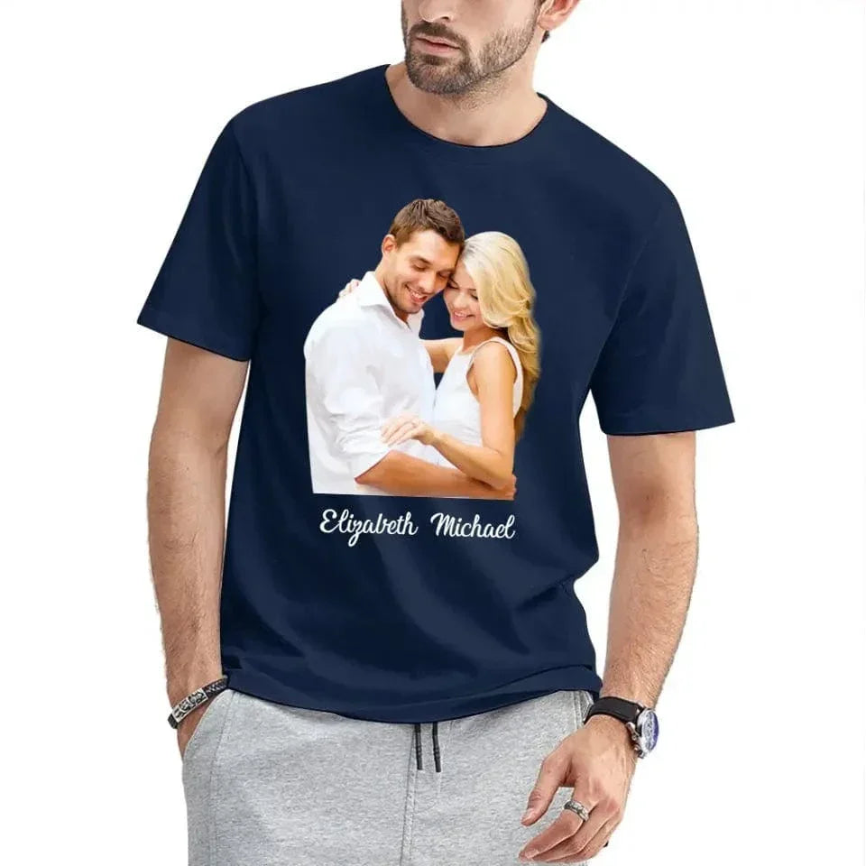 Custom Photo The Beginning Of Love - Couple Personalized Custom Unisex T-shirt - Joliny