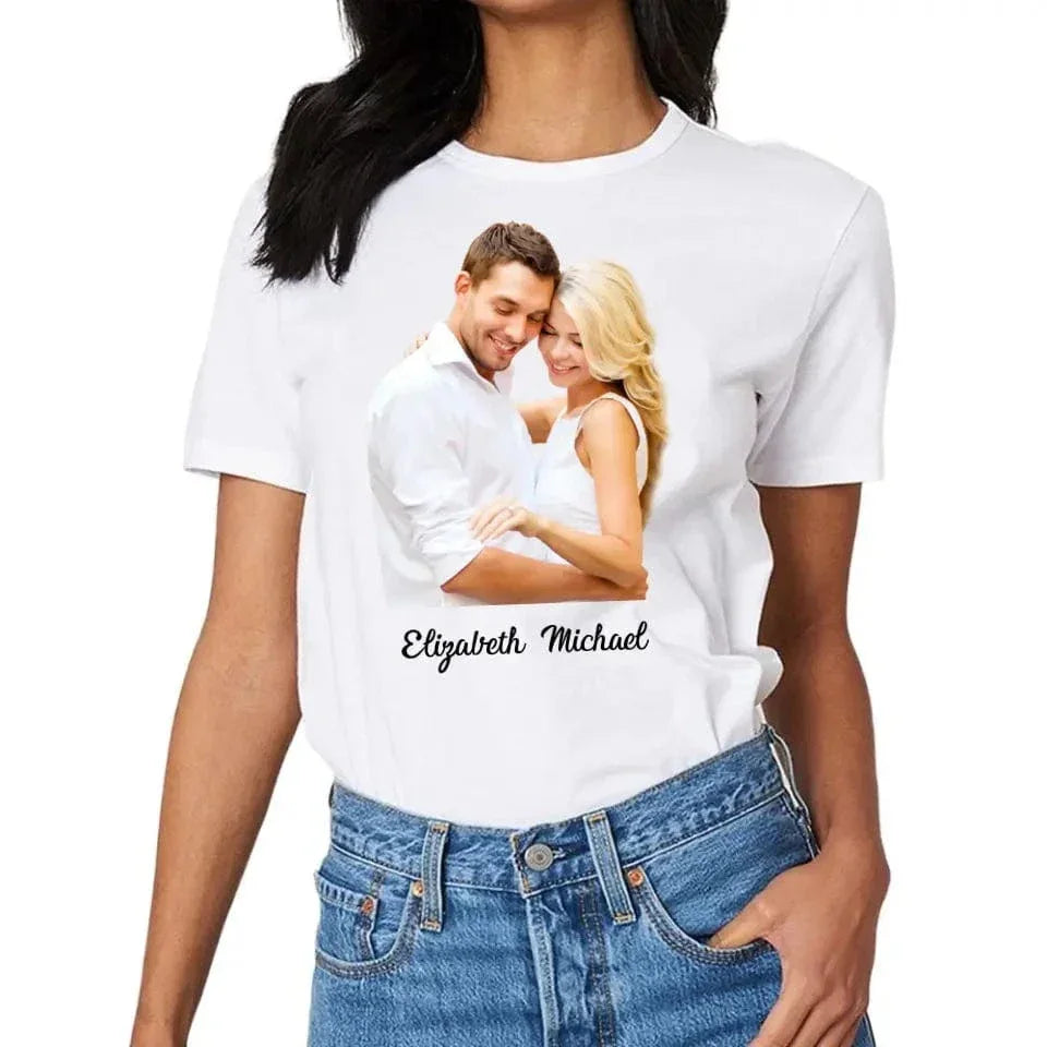 Custom Photo The Beginning Of Love - Couple Personalized Custom Unisex T-shirt - Joliny