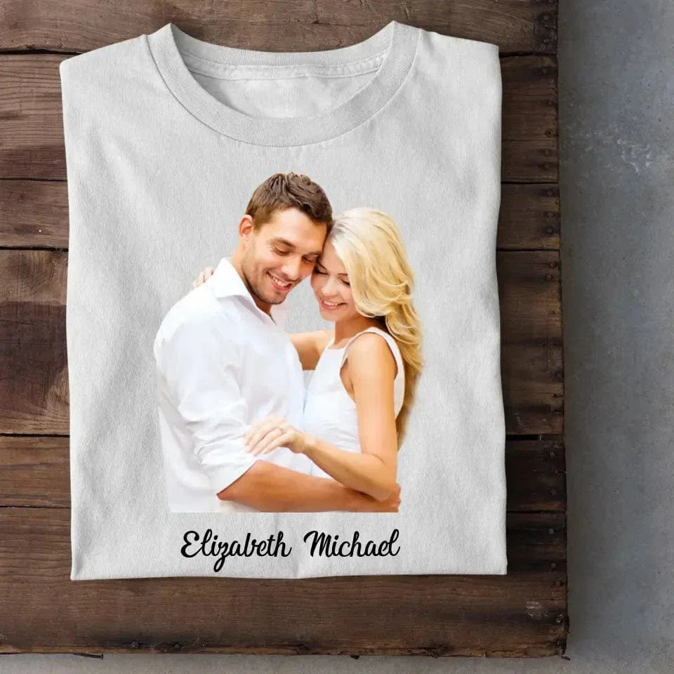 Custom Photo The Beginning Of Love - Couple Personalized Custom Unisex T-shirt - Joliny