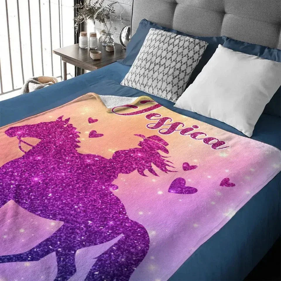 Custom Pink Horse Blanket Gifts with Name - Joliny