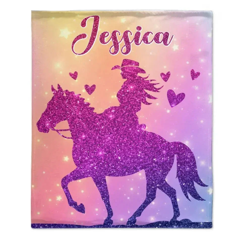Custom Pink Horse Blanket Gifts with Name - Joliny
