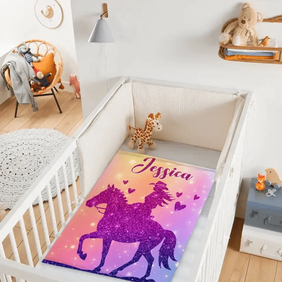 Custom Pink Horse Blanket Gifts with Name - Joliny