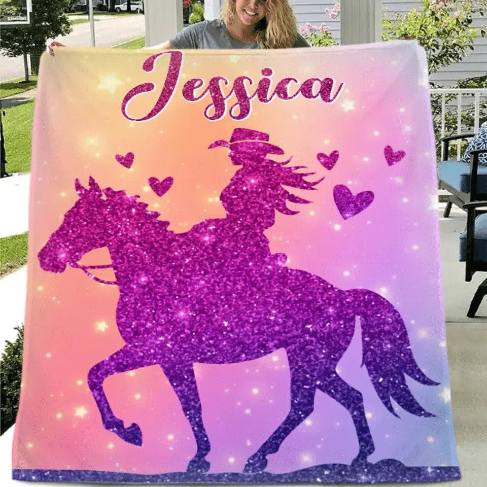 Custom Pink Horse Blanket Gifts with Name - Joliny