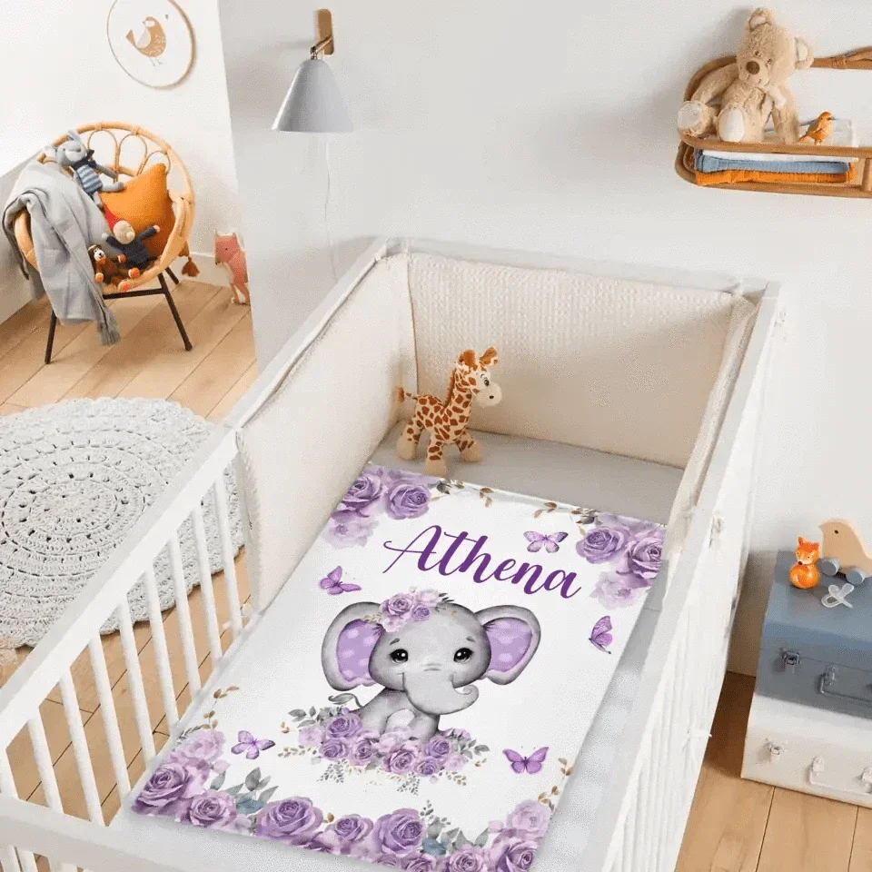 Custom Purple Elephants Blanket for Infant Toddler, Baby Gift Blanket for Birthday - Joliny