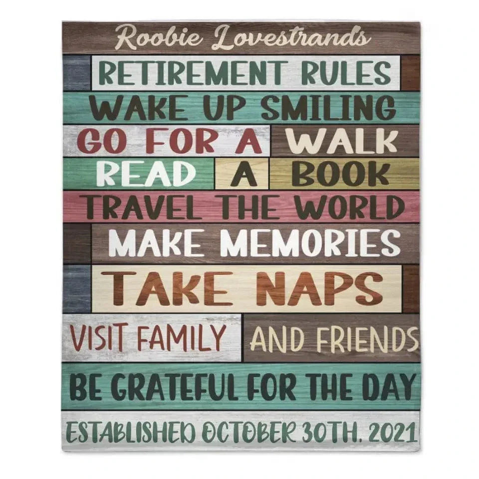 Custom Retirement Rules Blanket, Farewell Gift - Joliny