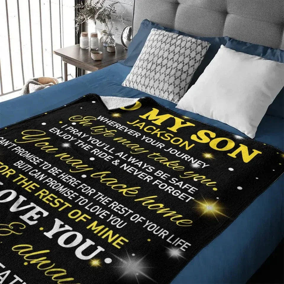 Custom to My Son Blanket from Mom or Dad, Personalized Name Gift Blanket for Boys - Joliny