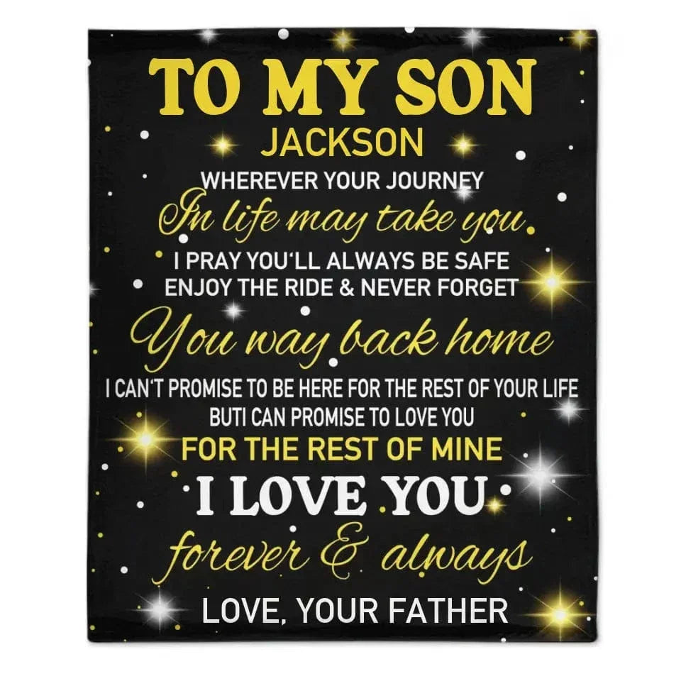 Custom to My Son Blanket from Mom or Dad, Personalized Name Gift Blanket for Boys - Joliny
