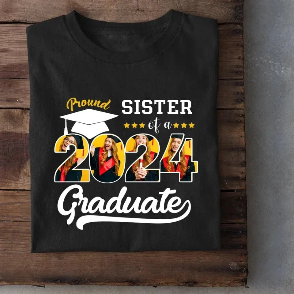 Custom Vintage Photos T-Shirt, Proud Family Team of a 2024 Graduation - Joliny