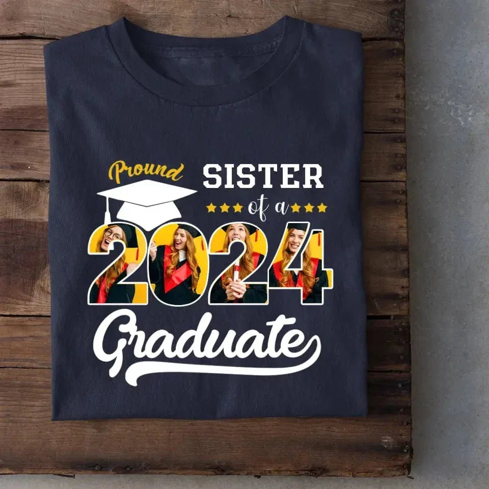 Custom Vintage Photos T-Shirt, Proud Family Team of a 2024 Graduation - Joliny