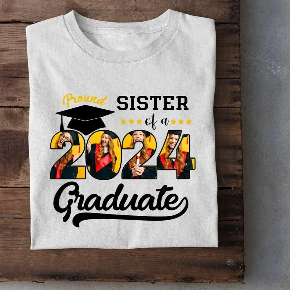 Custom Vintage Photos T-Shirt, Proud Family Team of a 2024 Graduation - Joliny