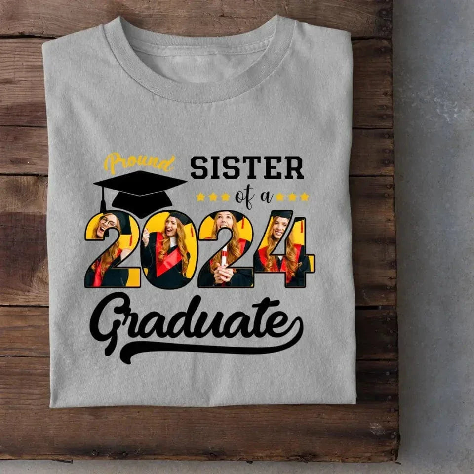 Custom Vintage Photos T-Shirt, Proud Family Team of a 2024 Graduation - Joliny