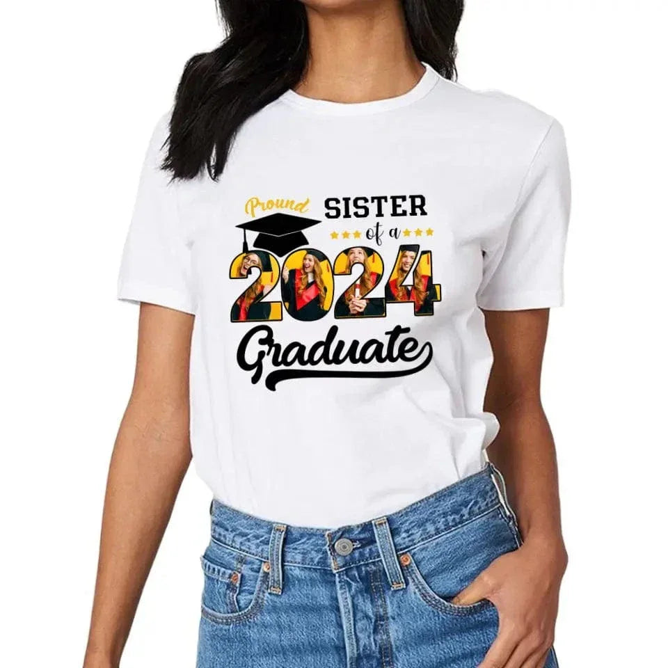 Custom Vintage Photos T-Shirt, Proud Family Team of a 2024 Graduation - Joliny