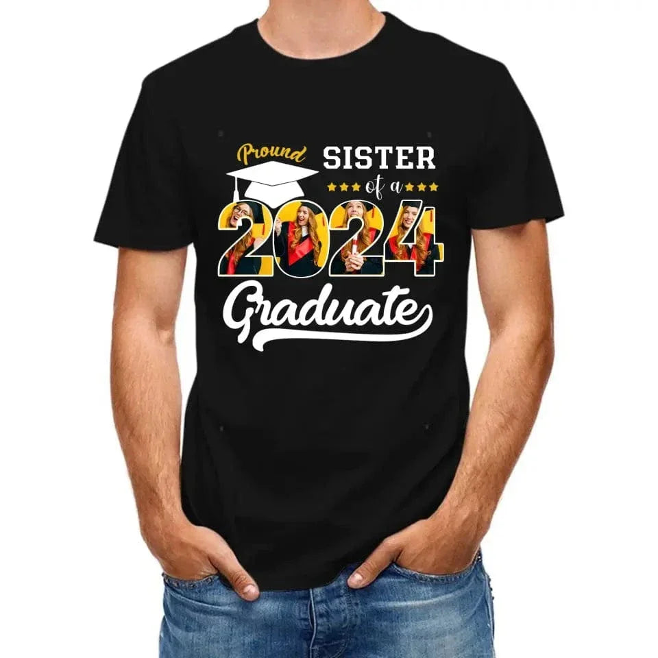 Custom Vintage Photos T-Shirt, Proud Family Team of a 2024 Graduation - Joliny