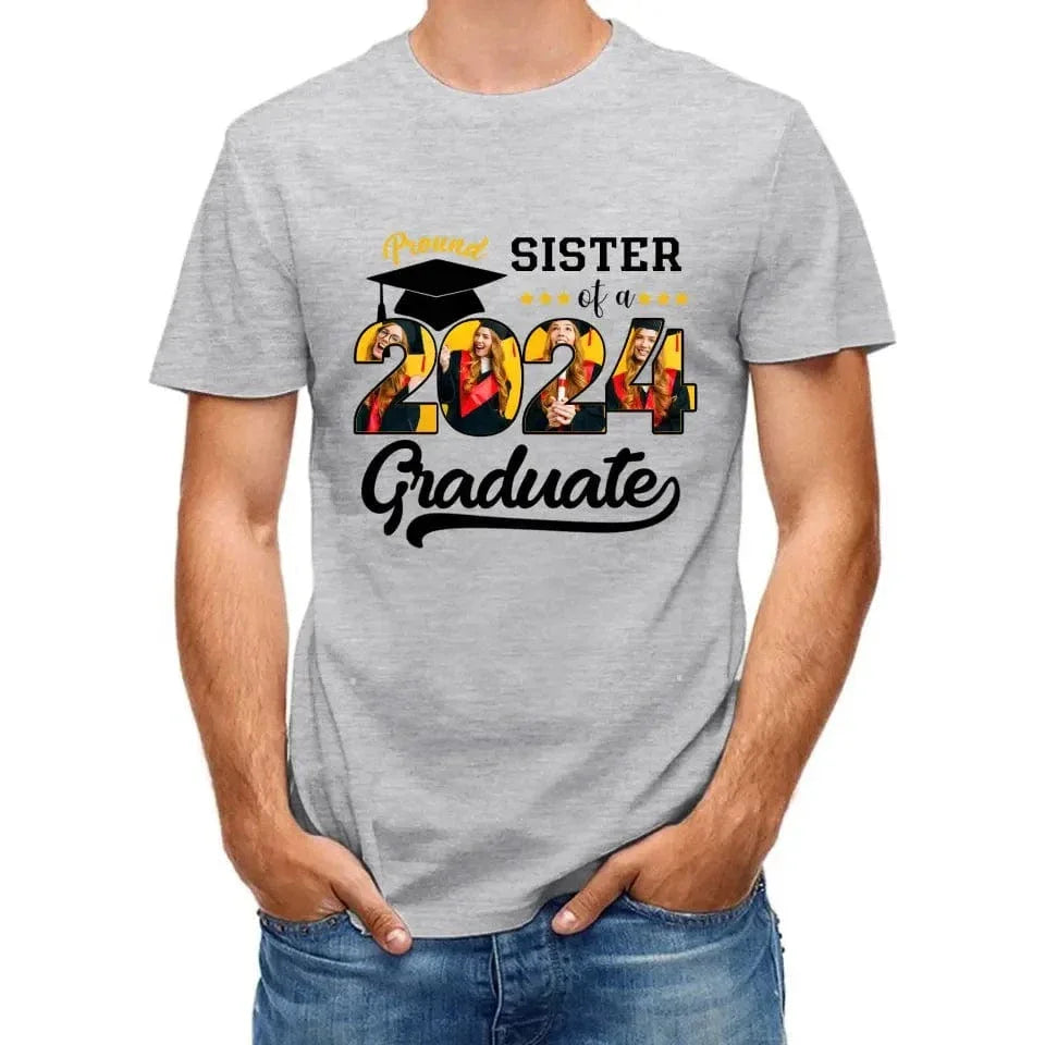Custom Vintage Photos T-Shirt, Proud Family Team of a 2024 Graduation - Joliny