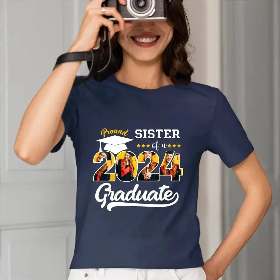 Custom Vintage Photos T-Shirt, Proud Family Team of a 2024 Graduation - Joliny