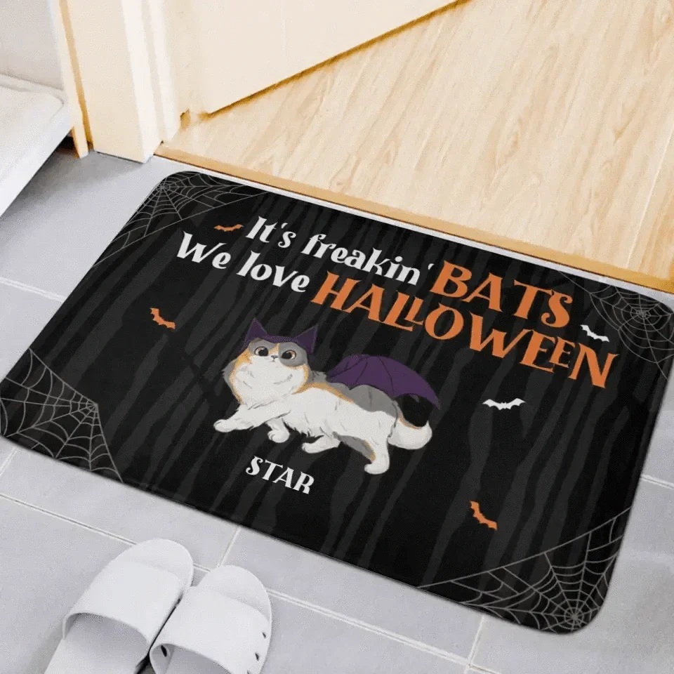 Custom We Love Halloween Mat- Personalized Decorative Doormat - Gift For Pet Lovers, Halloween Gift - Joliny