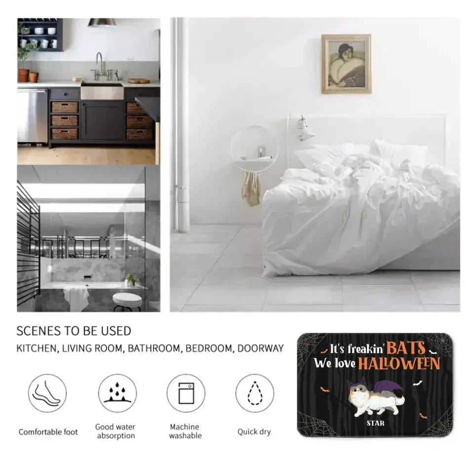 Custom We Love Halloween Mat- Personalized Decorative Doormat - Gift For Pet Lovers, Halloween Gift - Joliny