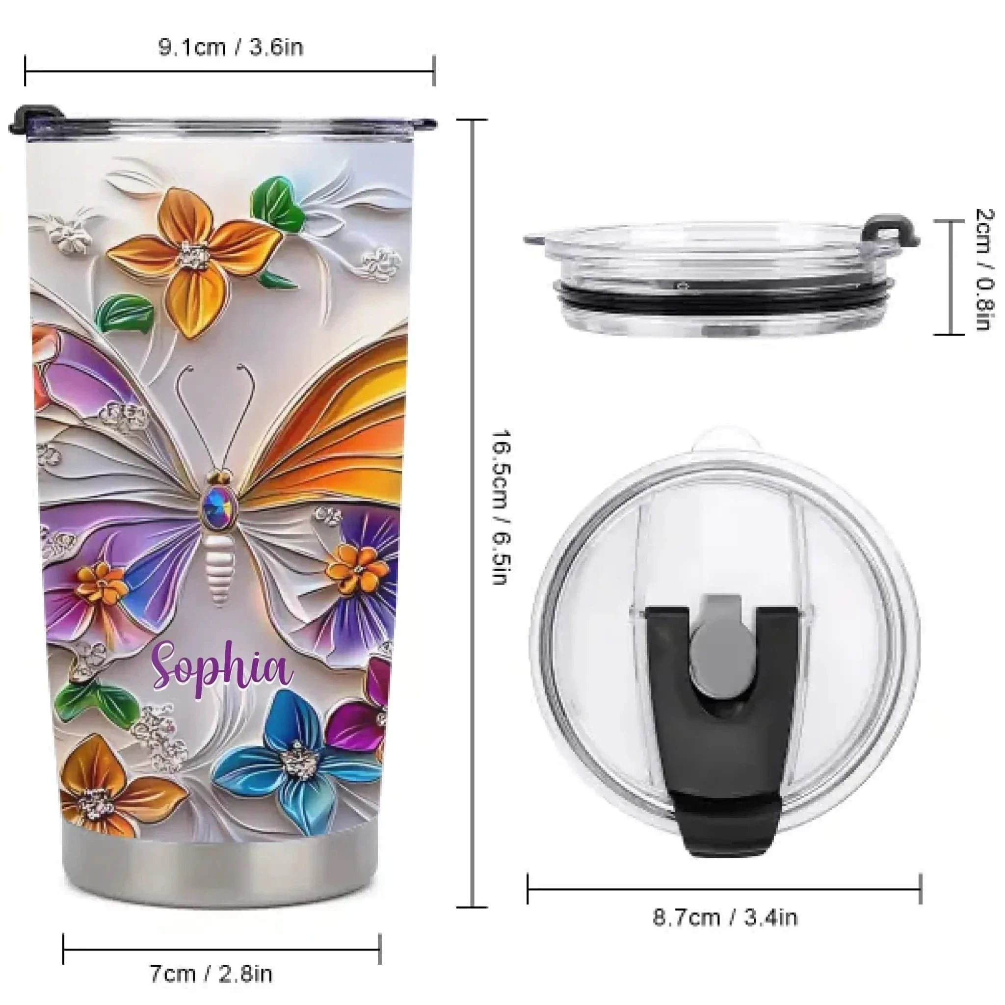 Customised Butterfly Themed Mugs - Personalised Name Gorgeous Butterfly Print Decorative Mugs - A Gift For Family,Friend,Sister,BFF,Butterfly Lovers - Joliny