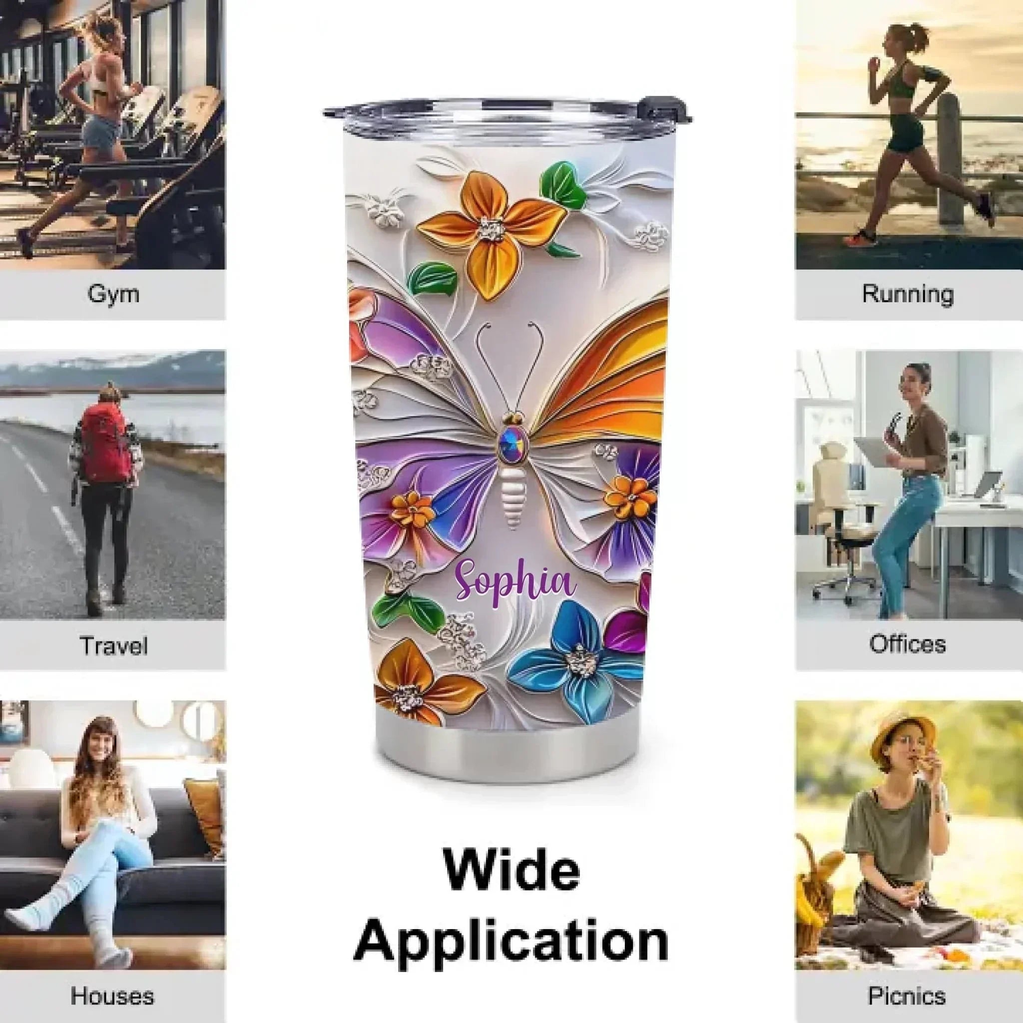 Customised Butterfly Themed Mugs - Personalised Name Gorgeous Butterfly Print Decorative Mugs - A Gift For Family,Friend,Sister,BFF,Butterfly Lovers - Joliny