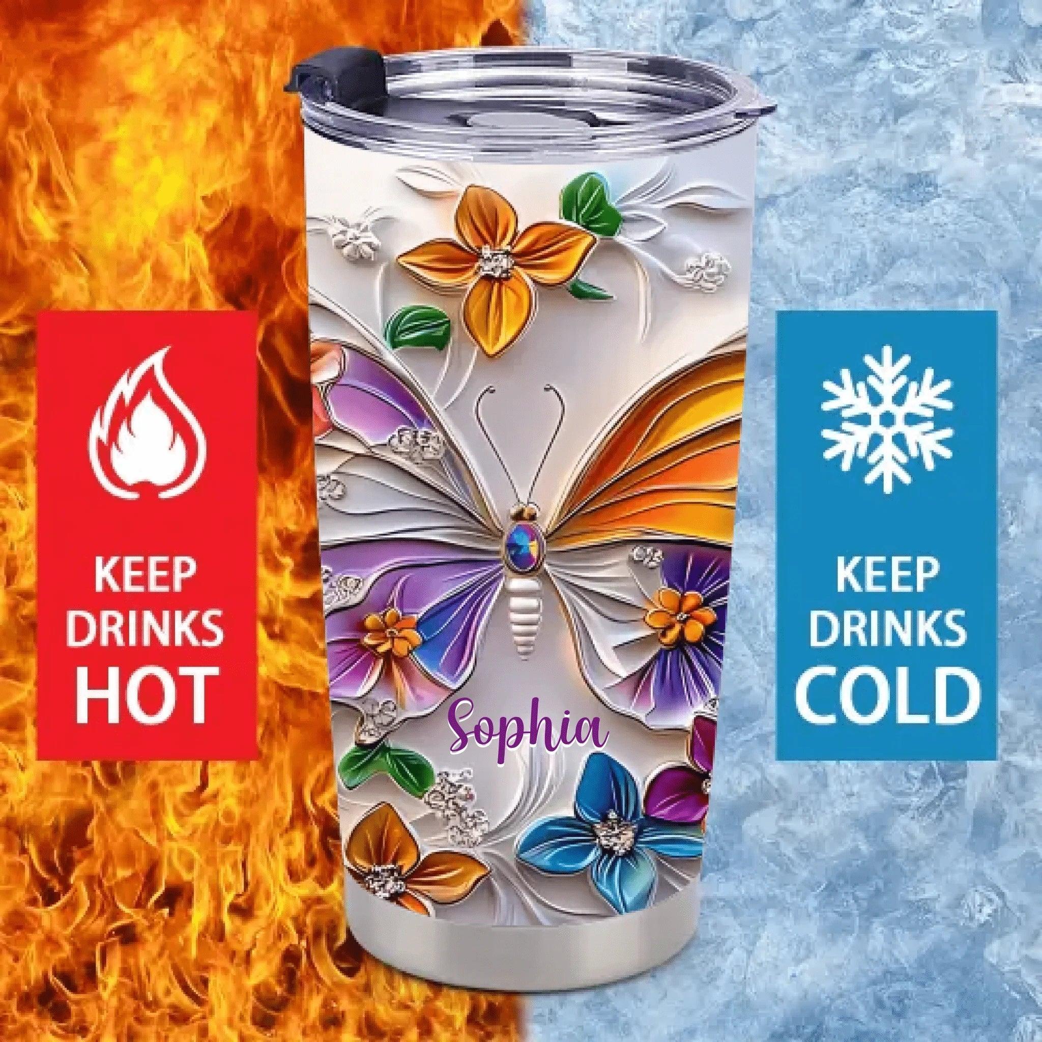 Customised Butterfly Themed Mugs - Personalised Name Gorgeous Butterfly Print Decorative Mugs - A Gift For Family,Friend,Sister,BFF,Butterfly Lovers - Joliny