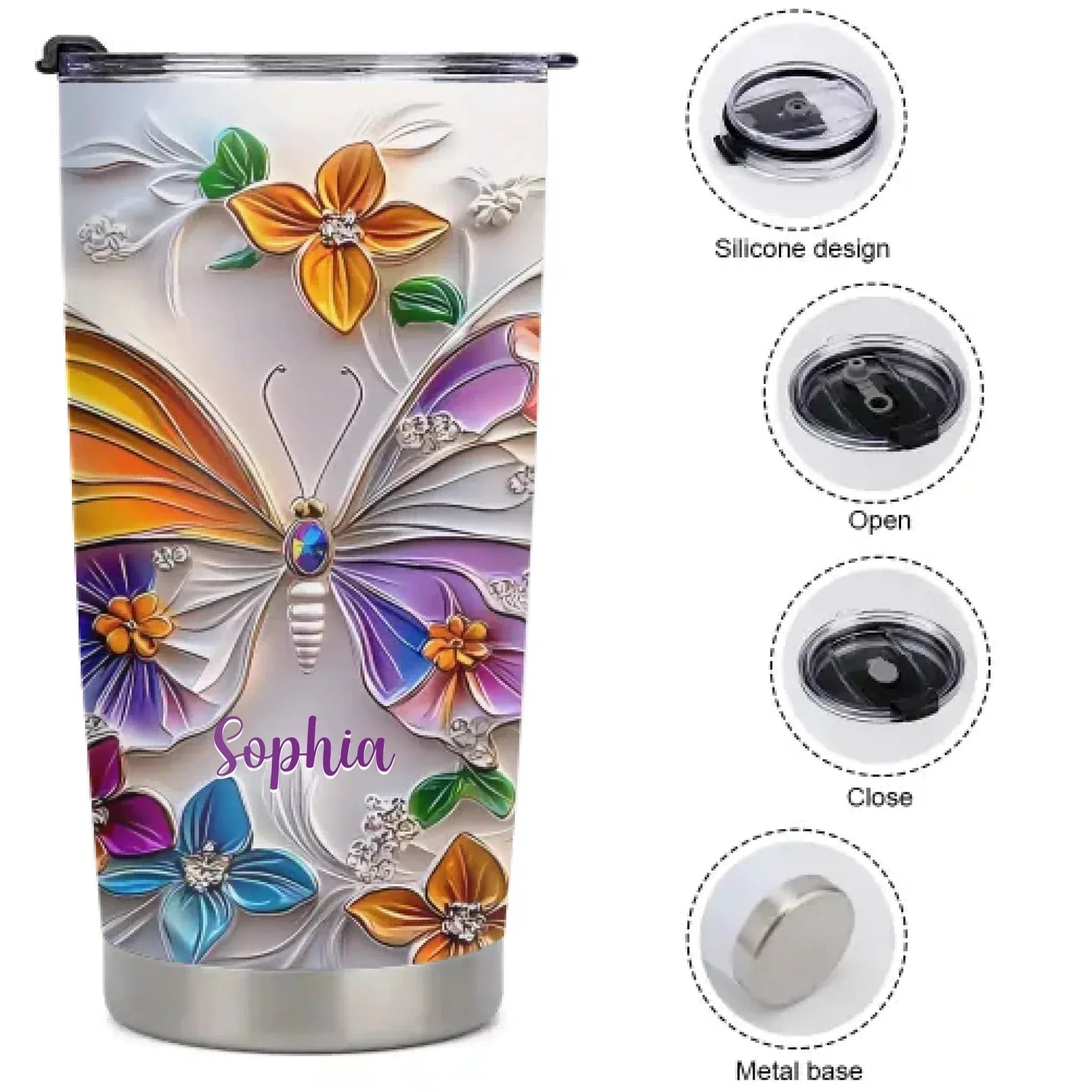 Customised Butterfly Themed Mugs - Personalised Name Gorgeous Butterfly Print Decorative Mugs - A Gift For Family,Friend,Sister,BFF,Butterfly Lovers - Joliny