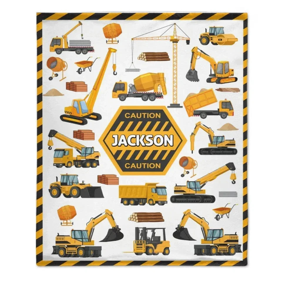 Customised Construction Excavator Style - Personalized Name Truck Patterns Blanket - A Gift for Child,Friend - Joliny