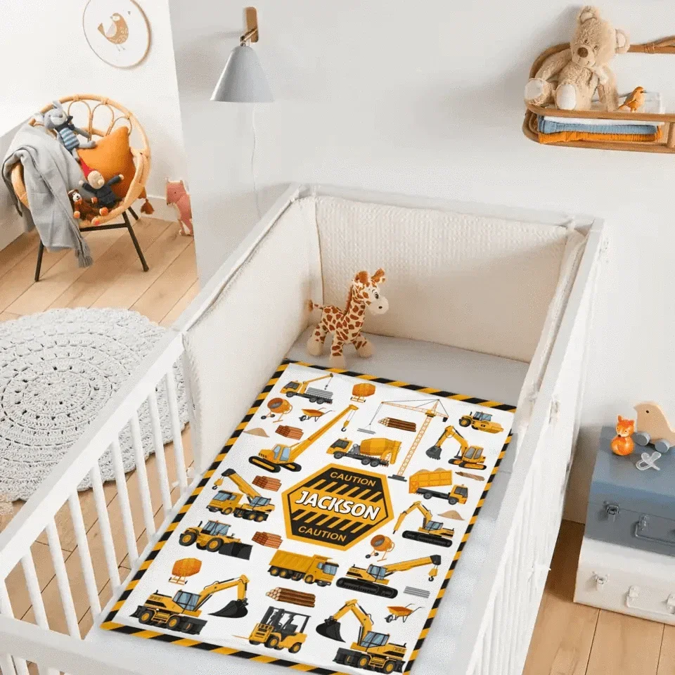 Customised Construction Excavator Style - Personalized Name Truck Patterns Blanket - A Gift for Child,Friend - Joliny