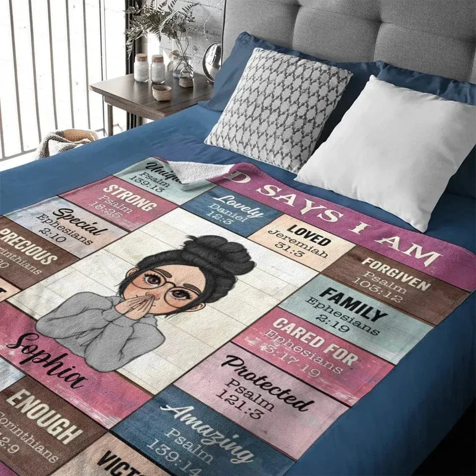 Customised Females Birthday Themed Blankets - Personalised Name And Cartoon Character Blankets - A Gift for Friend,Child,Birthday - Joliny