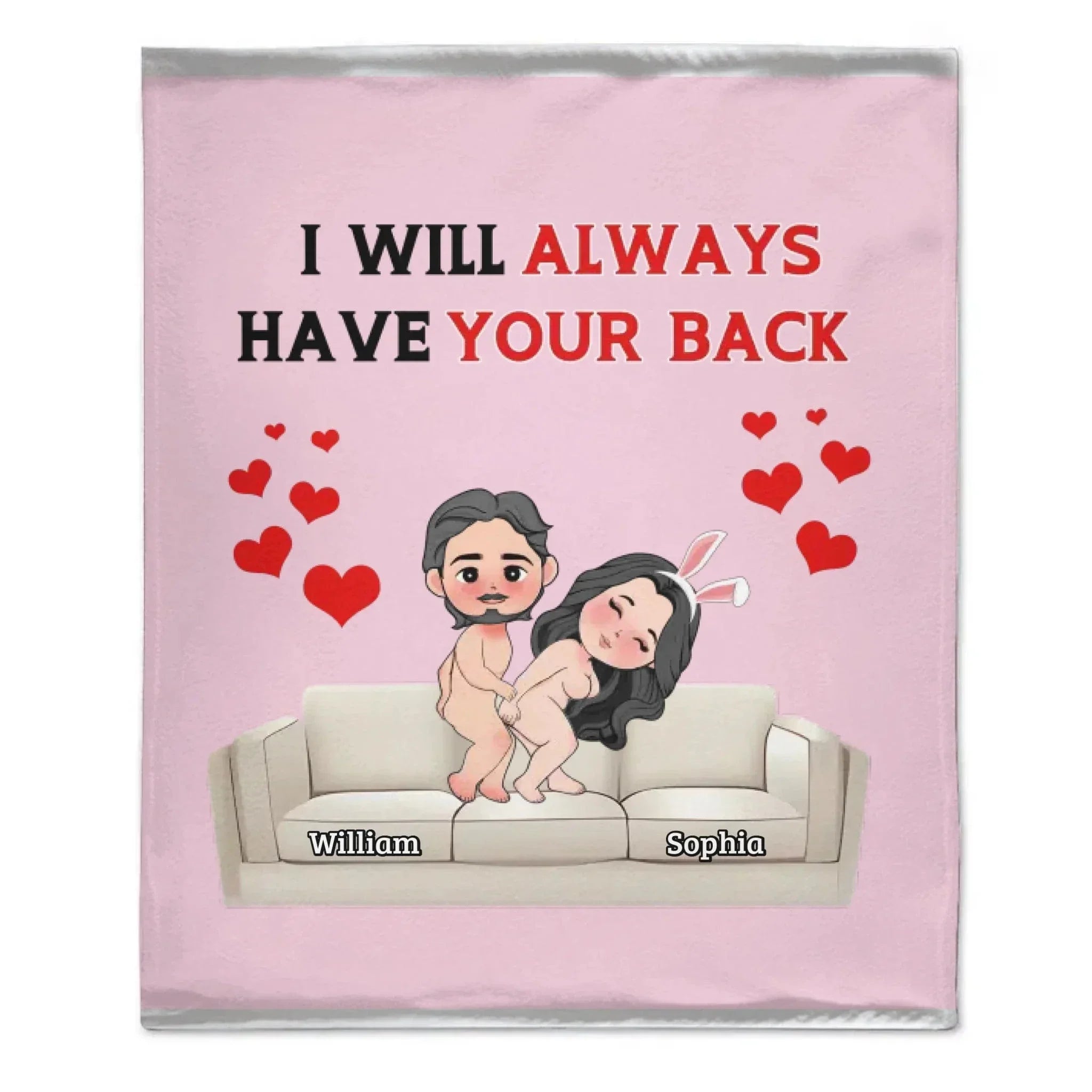 Customised Fun Couple Blanket - Personalised names and cartoon couple images Quirky Fun Blanket - Gifts for Girlfriends, Boyfriends, Husbands, Wives - Joliny