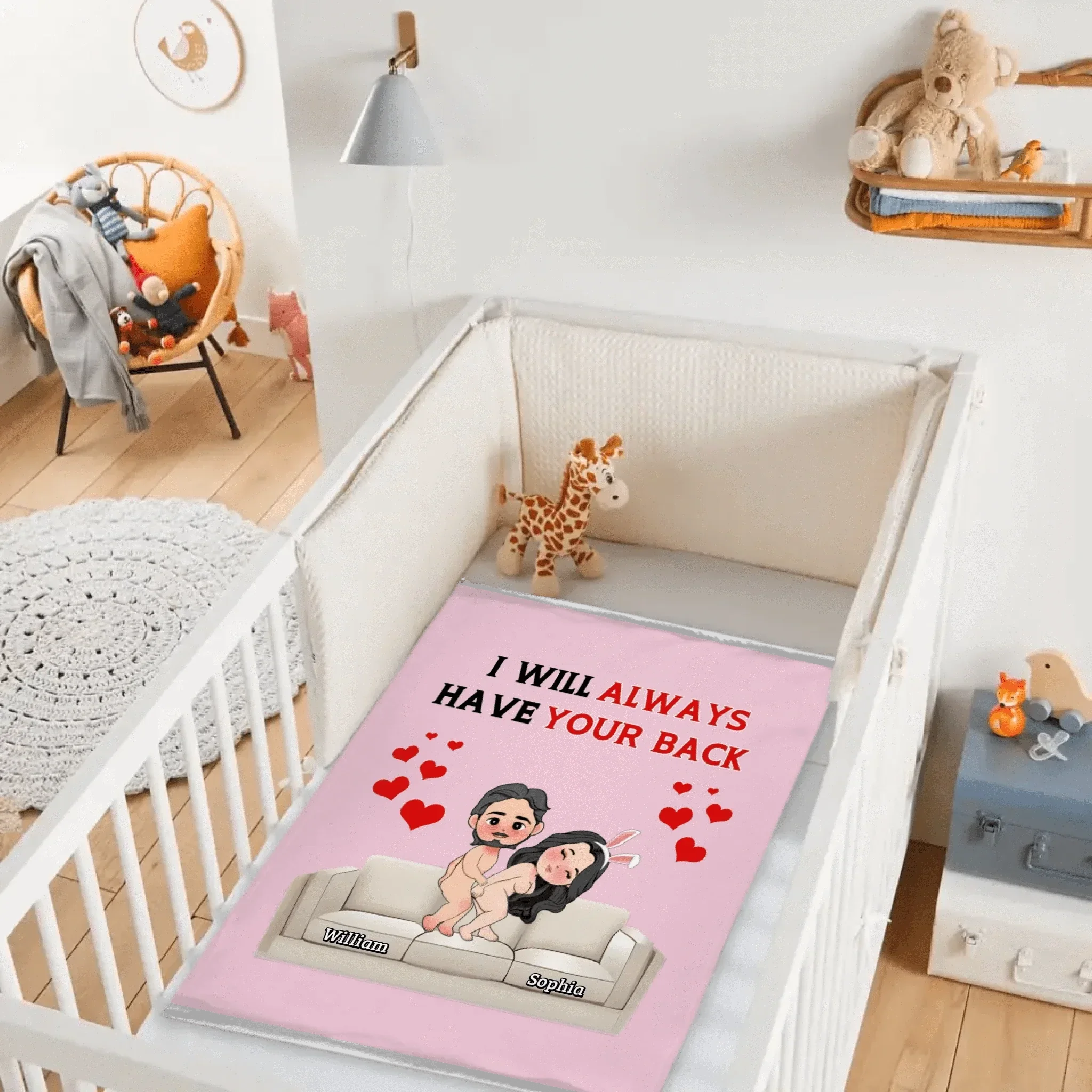 Customised Fun Couple Blanket - Personalised names and cartoon couple images Quirky Fun Blanket - Gifts for Girlfriends, Boyfriends, Husbands, Wives - Joliny