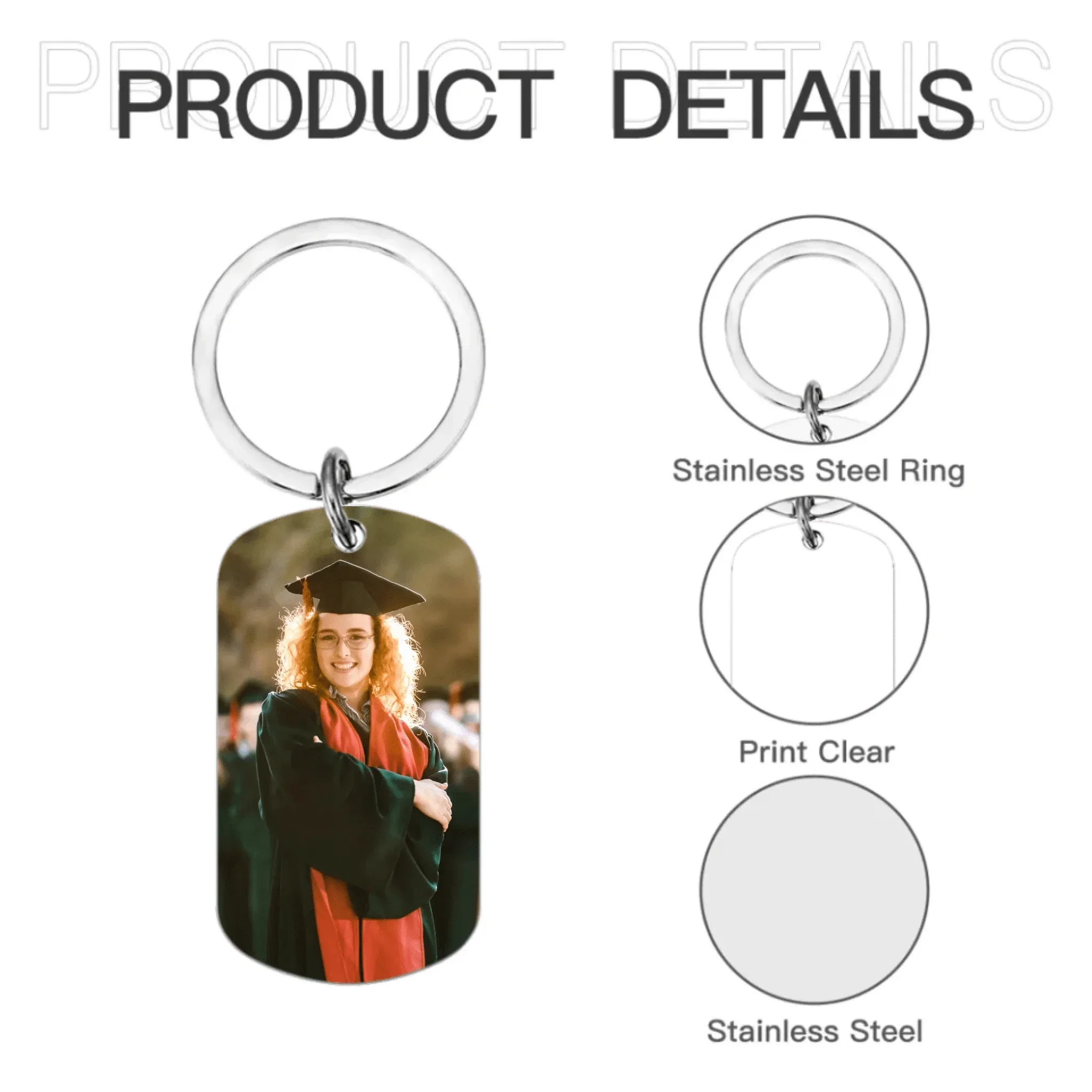 Customised Graduation Themed Keychains - Celebrate Graduation Keychain Personalised with Name and Photo - Memorial Gifts for Graduates,Friend,Family - Joliny