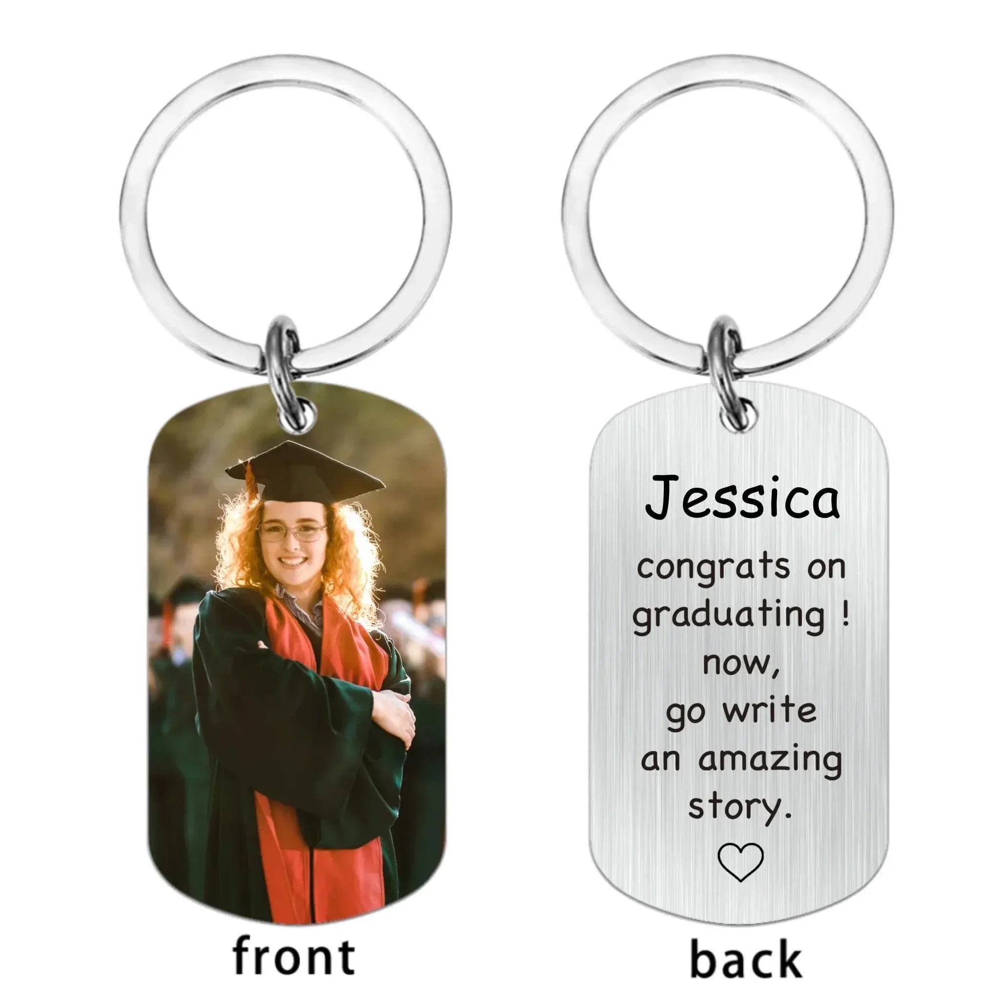 Customised Graduation Themed Keychains - Celebrate Graduation Keychain Personalised with Name and Photo - Memorial Gifts for Graduates,Friend,Family - Joliny