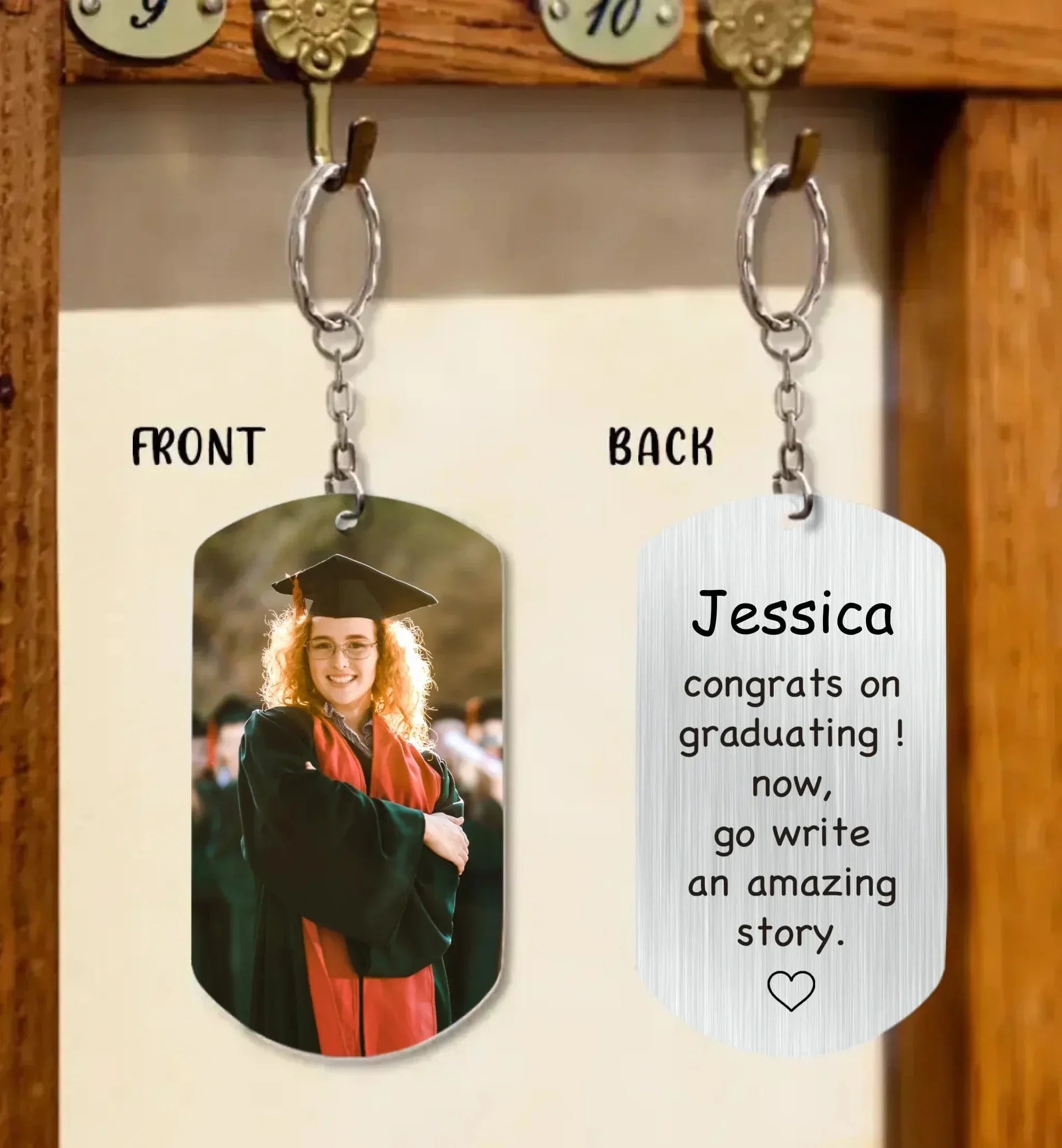 Customised Graduation Themed Keychains - Celebrate Graduation Keychain Personalised with Name and Photo - Memorial Gifts for Graduates,Friend,Family - Joliny