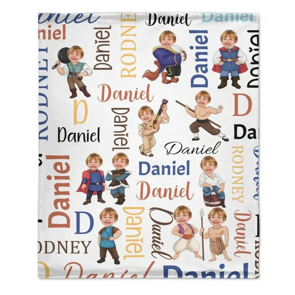 Customised Princess and Prince Blankets - Personalised Name and Photo Children's Blankets - A Gift For Children,Boy,Girl,Grandchildren - Joliny