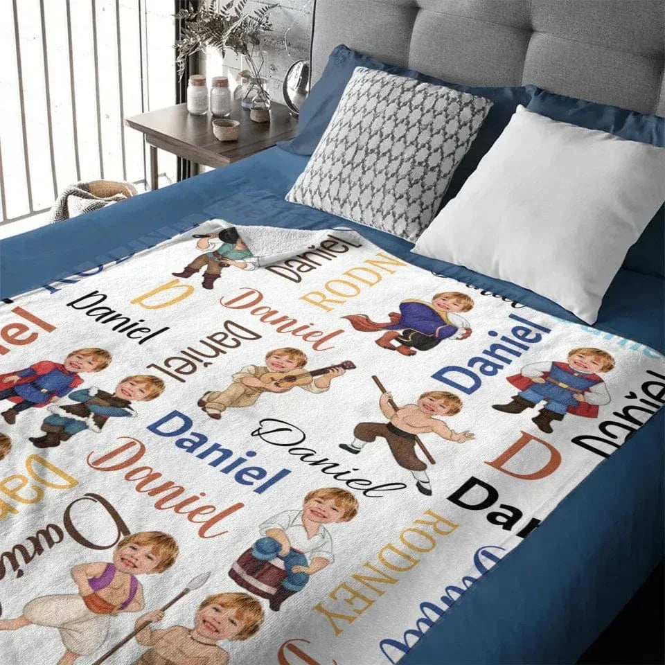 Customised Princess and Prince Blankets - Personalised Name and Photo Children's Blankets - A Gift For Children,Boy,Girl,Grandchildren - Joliny