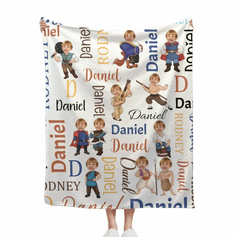 Customised Princess and Prince Blankets - Personalised Name and Photo Children's Blankets - A Gift For Children,Boy,Girl,Grandchildren - Joliny