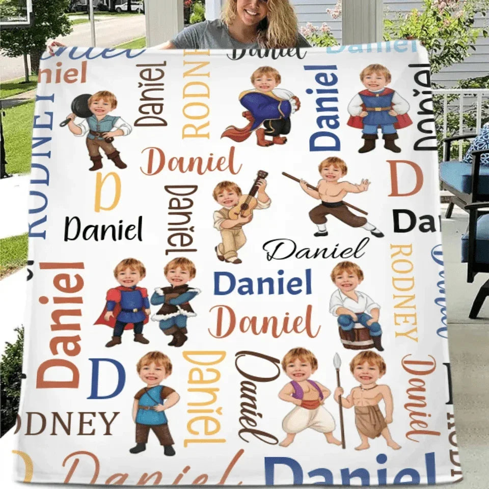 Customised Princess and Prince Blankets - Personalised Name and Photo Children's Blankets - A Gift For Children,Boy,Girl,Grandchildren - Joliny