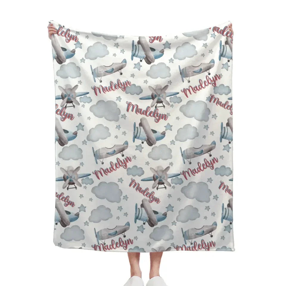 Customized Airplane Blanket With Personalized Name, Gift For Baby - Joliny