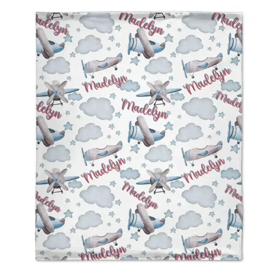 Customized Airplane Blanket With Personalized Name, Gift For Baby - Joliny