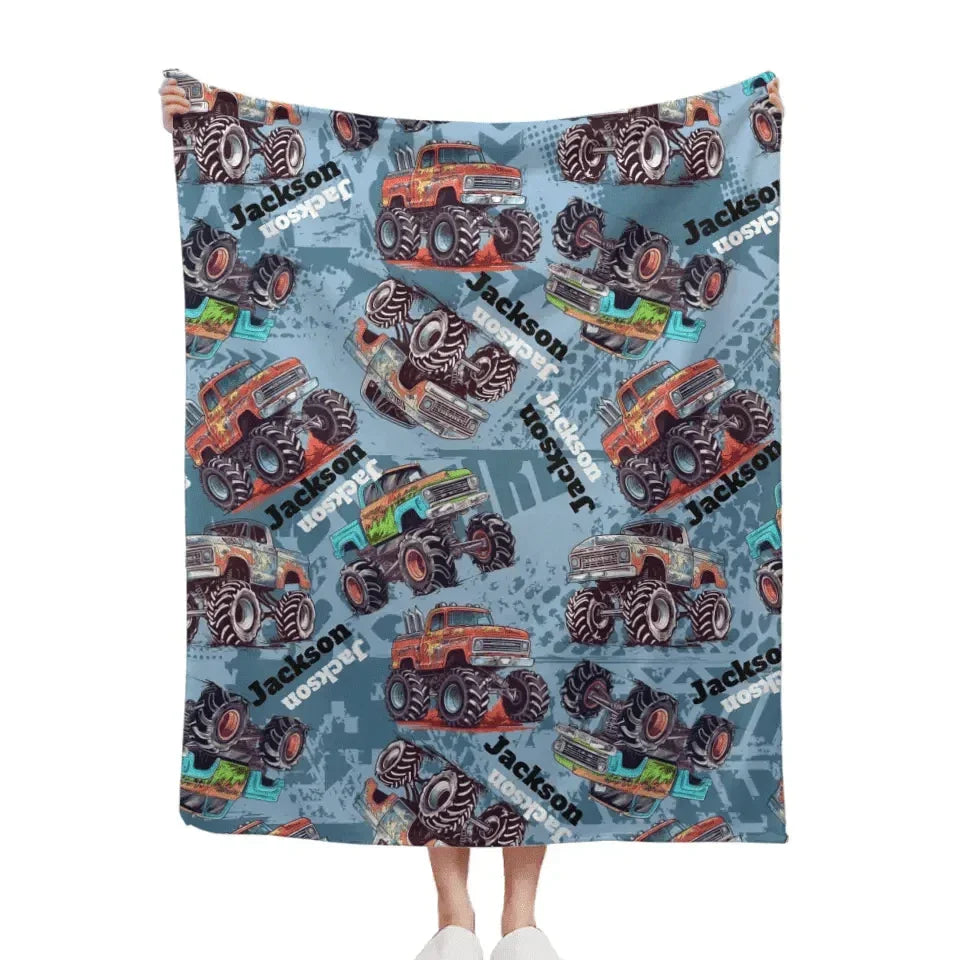 Customized Baby Blanket with Old Truck Name - Joliny