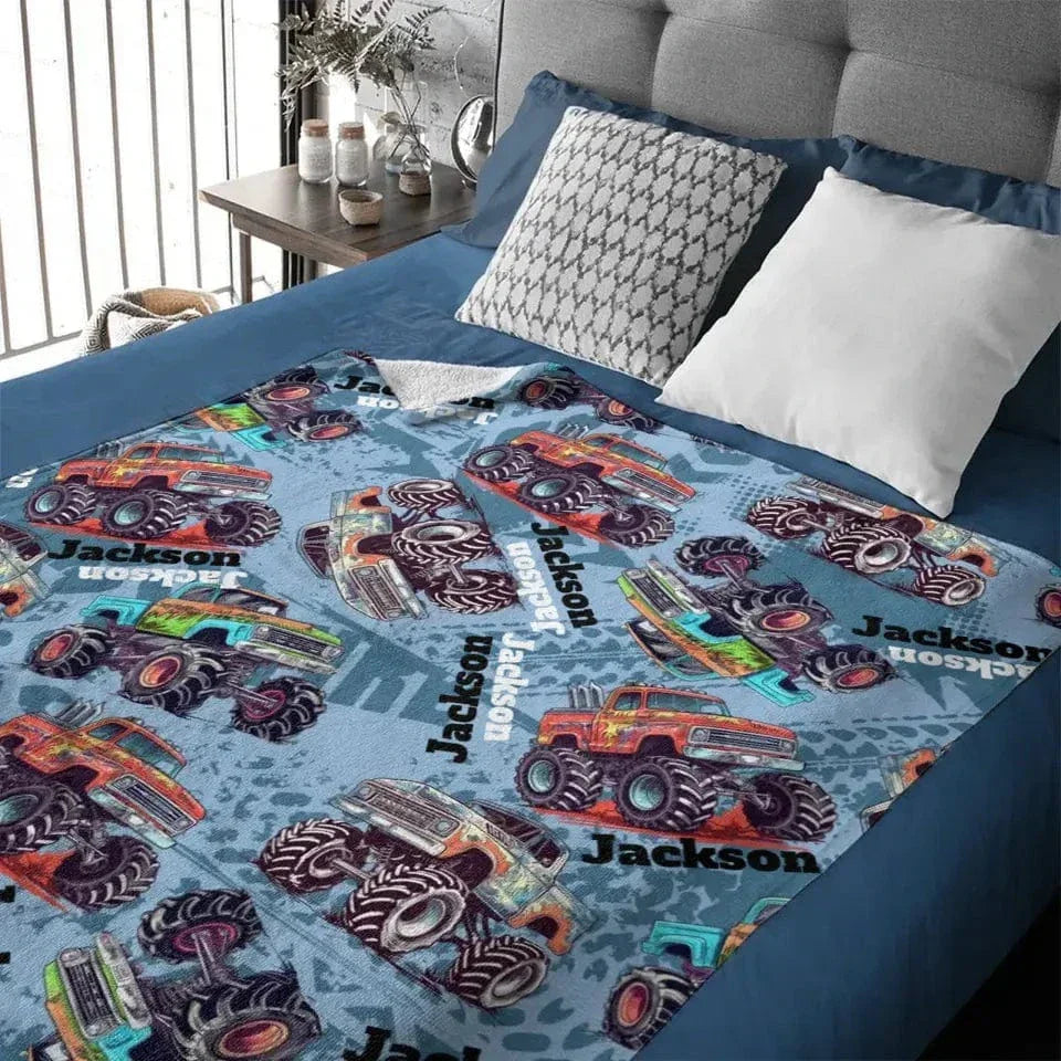 Customized Baby Blanket with Old Truck Name - Joliny