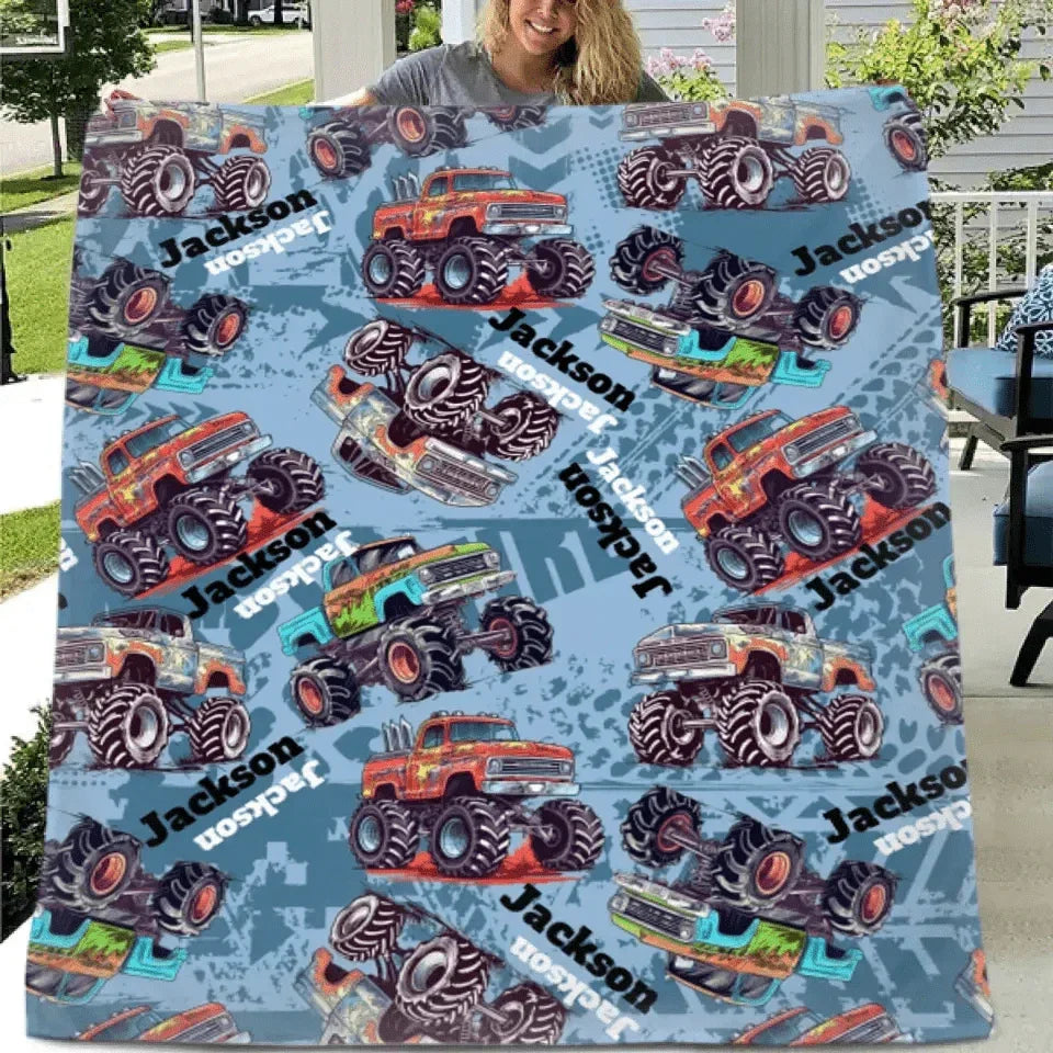Customized Baby Blanket with Old Truck Name - Joliny