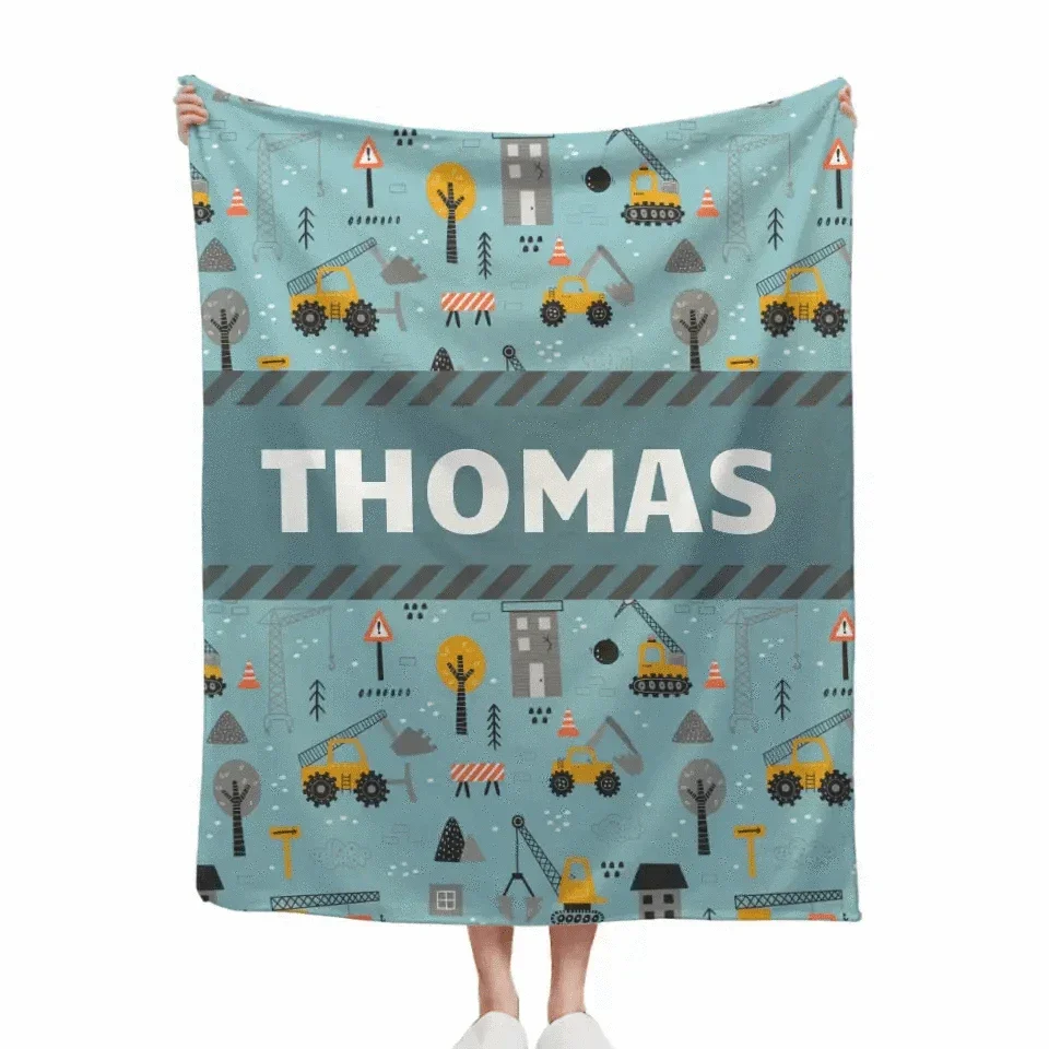Customized Baby Name Blankets, Dump Trucks Construction Truck Baby Blankets - Joliny