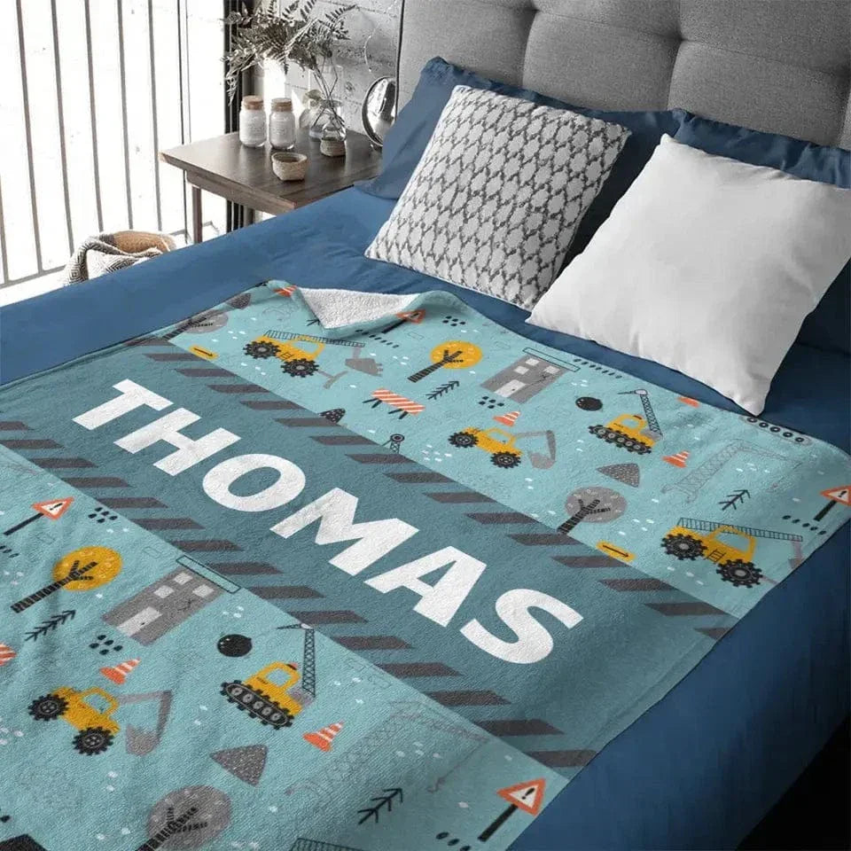 Customized Baby Name Blankets, Dump Trucks Construction Truck Baby Blankets - Joliny